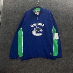 NHL Vancouver Canucks Ilanco Quarter Zip Sweater Blue Green Mens XXL N90101 NWT